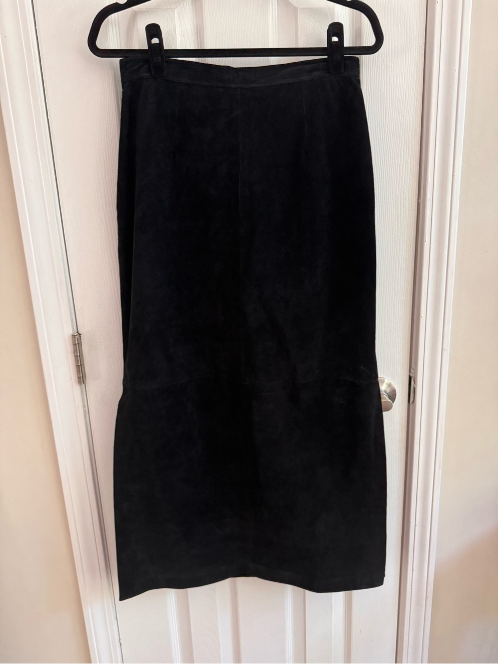 Vintage Black Suede Maxi Skirt w/ Side Slit Size 8